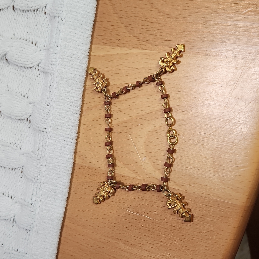 ☀️Vintage Bolivian Gold Colored & Brown Charm Bracelet
